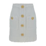 Mini Rok met Leeuwenkop Detail Balmain , White , Dames