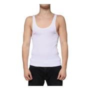 Witte Katoenen Tanktop Ronde Hals Dolce & Gabbana , White , Heren