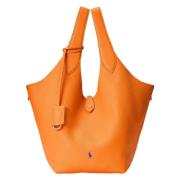 Oranje Polo Play Leren Tote Tas Polo Ralph Lauren , Orange , Dames