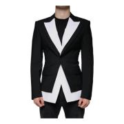 Zwarte Slim Fit Wollen Blazer Dolce & Gabbana , Black , Heren