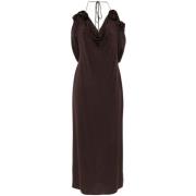 Bruine Midi Jurk met Bloemendetail Magda Butrym , Brown , Dames