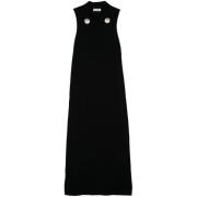 Elegante Zwarte Gebreide Jurk Jil Sander , Black , Dames