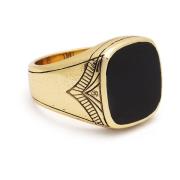 Vintage Gold Sterling Silver Signet Ring with Matte Onyx Nialaya , Yel...