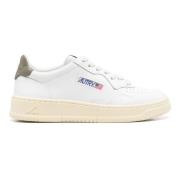 Witte leren sneaker met militair groen detail Autry , White , Dames