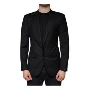 Zwarte Slim Fit Blazer Martini Stijl Dolce & Gabbana , Black , Heren