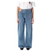 Lichtblauwe Twisted Workwear Denim Broek JW Anderson , Blue , Dames