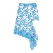 Blauwe Bloemen Kant Asymmetrische Rok Christopher Esber , Blue , Dames