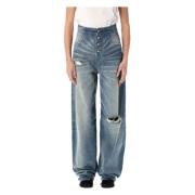 Blue Denim Wide Leg Jeans MM6 Maison Margiela , Blue , Dames