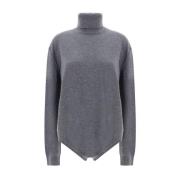 Geribbelde hoge kraag wollen trui Maison Margiela , Gray , Dames