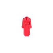 Geometrische Revers Trenchcoat Paltò , Red , Dames