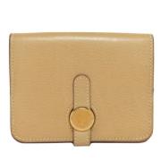 Pre-owned Leather wallets Hermès Vintage , Beige , Dames