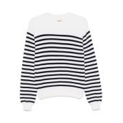 Witte Geribbelde Crew Neck Sweater Khaite , White , Dames