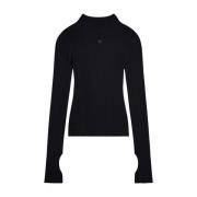 Geribbeld Zwart Sweater Aw24 Courrèges , Black , Dames