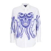 Skull Longsleeve Shirt Wit Octopus , White , Heren