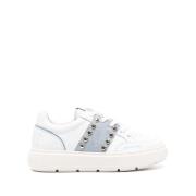 Witte en hemelsblauwe sneakers met band Love Moschino , White , Dames