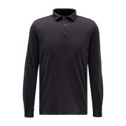 Tijdloos poloshirt met lange mouwen zwart Fedeli , Black , Heren