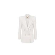 Ivoor Crêpe Blazer met Gouden Knopen Elisabetta Franchi , White , Dame...