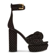 Ava platform sandalen van suède en kristallen Balmain , Black , Dames