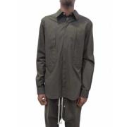 Groene Poplin Shirt met Drukknopen en Zakken Rick Owens , Green , Here...