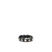 Zwart leren Rockstud armband Valentino Garavani , Black , Heren