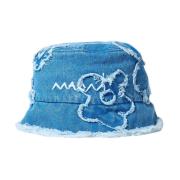 Geborduurde Denim Bucket Hat Marni , Blue , Dames