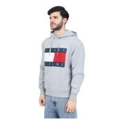 Grijze Hoodie Sweater Casual Lente Zomer Tommy Jeans , Gray , Heren