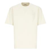 Ivoor Katoenen T-shirt met Ronde Hals Autry , Beige , Heren