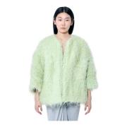 Faux Fur Jack Crewneck Lange Mouwen Dries Van Noten , Green , Dames