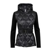 Gewatteerd Golfpatroon Hoodie Jas Pennyblack , Black , Dames