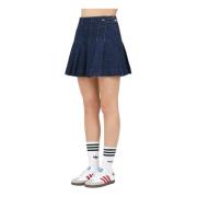 Donkerblauwe Denim Geplooide Rok Tommy Jeans , Blue , Dames