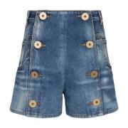 Denim shorts met knopen Balmain , Blue , Dames