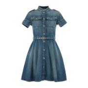 Denim Mini Jurk Alexander McQueen , Blue , Dames