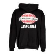 Lokale Zwarte Hoodie met Kangoeroezak Usual , Black , Heren