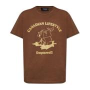 T-shirt met logo Dsquared2 , Brown , Dames