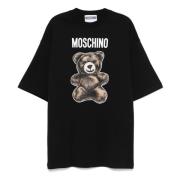 Teddybeerprint Katoenen Jurk Moschino , Black , Dames