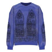 Blauwe Geborduurde Crewneck Sweatshirt Who Decides War , Blue , Heren