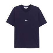 Blauw Katoenen T-shirt met Logoprint Msgm , Blue , Heren