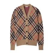 Geruite Patroon Wollen Trui Burberry , Beige , Dames