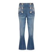 Bootcut Denim Jeans Balmain , Blue , Dames