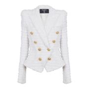 Slim-fit tweed jasje Balmain , White , Dames