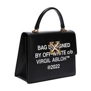 Stijlvolle Leren Tas Off White , Black , Dames