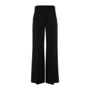 Wijde Zwarte Wollen Broek Alexander McQueen , Black , Dames