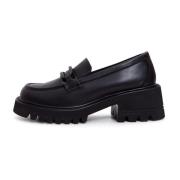 Leren Klassieke Blokhak Loafers - Zwart Cesare Gaspari , Black , Dames