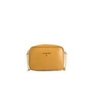 Leren schoudertas met kettingriem Patrizia Pepe , Yellow , Dames