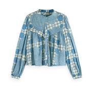 Pintuck Shirt Lange Mouw Blouse Scotch & Soda , Blue , Dames