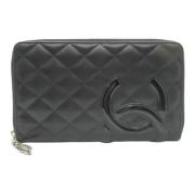 Pre-owned Leather wallets Chanel Vintage , Black , Dames