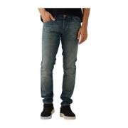 Slim Worn-in Blue Denim Jeans Cast Iron , Blue , Heren