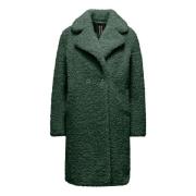 Krul-effect Sherpa Fleece Jas met Revers BomBoogie , Green , Dames