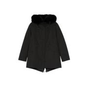 Waterdichte Katoenen Parka met Bontafwerking Yves Salomon , Black , Da...