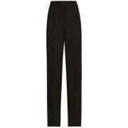 Hoge taille wollen broek met satijnen rand Dolce & Gabbana , Black , D...